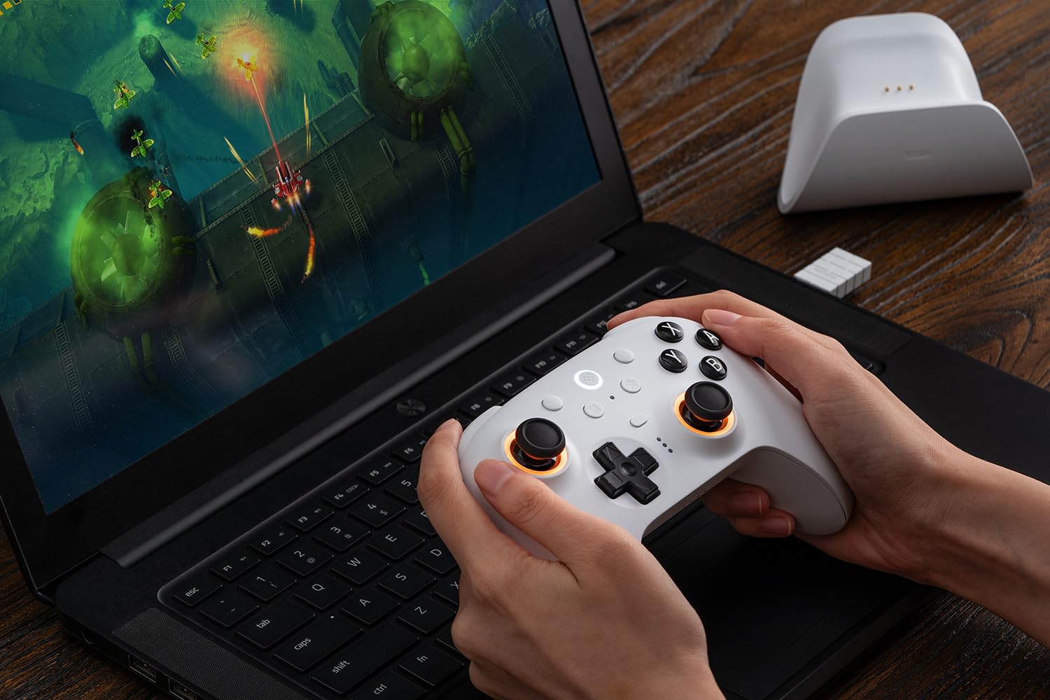 8Bitdo Ultimate 2 Bluetooth Controller for Switch, Switch 2 & Windows PC, Switch Pro Controller with TMR Joysticks, Switchable Hall Effect/Tactile Triggers, Vibration and Motion Control, RGB, Black - Like New