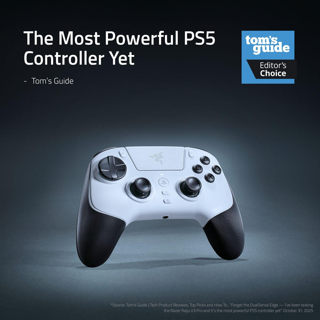 Razer Raiju V3 Pro - Wireless e-sports controller for PlayStation 5 & PC - 4 removable buttons & 2 claw grip bumpers - TMR analogue sticks - Pro HyperTrigger - Mecha-Tactile buttons | White - Like New