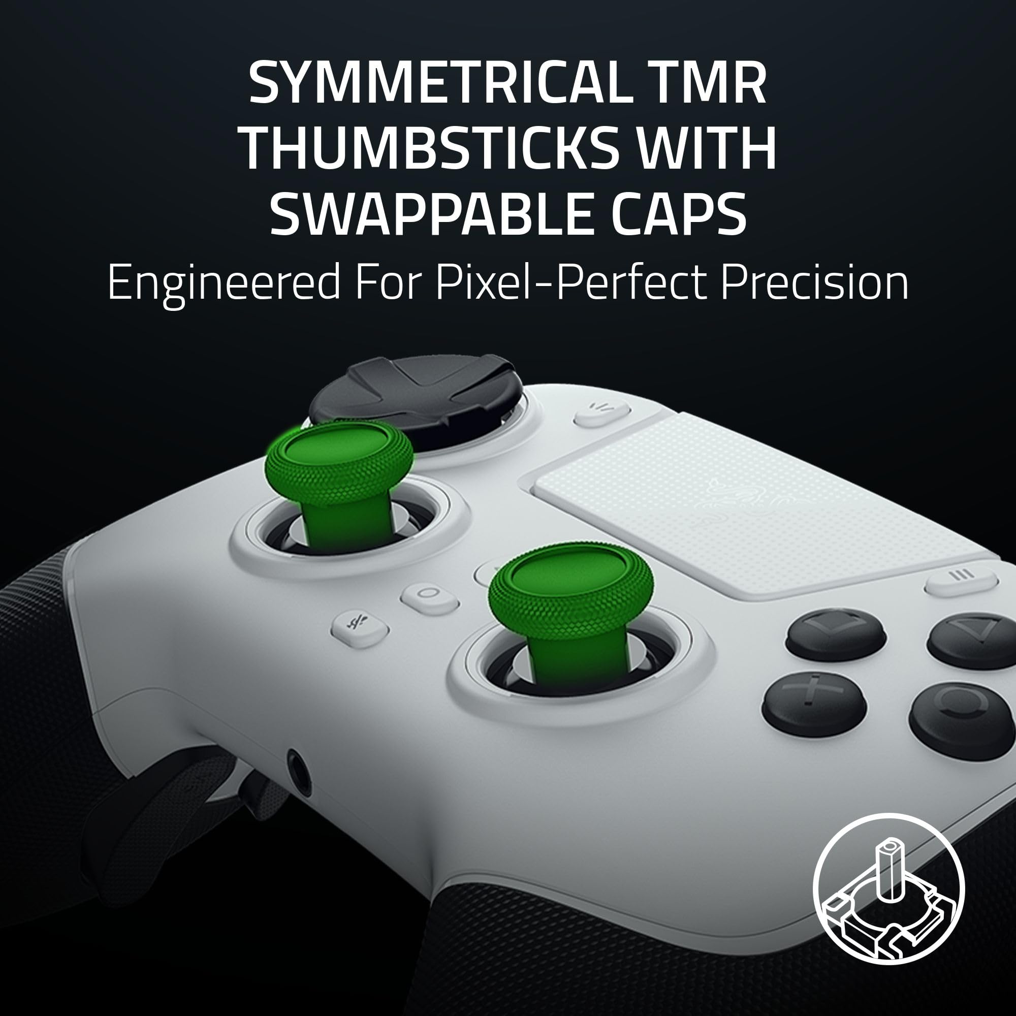 Razer Raiju V3 Pro - Wireless e-sports controller for PlayStation 5 & PC - 4 removable buttons & 2 claw grip bumpers - TMR analogue sticks - Pro HyperTrigger - Mecha-Tactile buttons | White - Like New