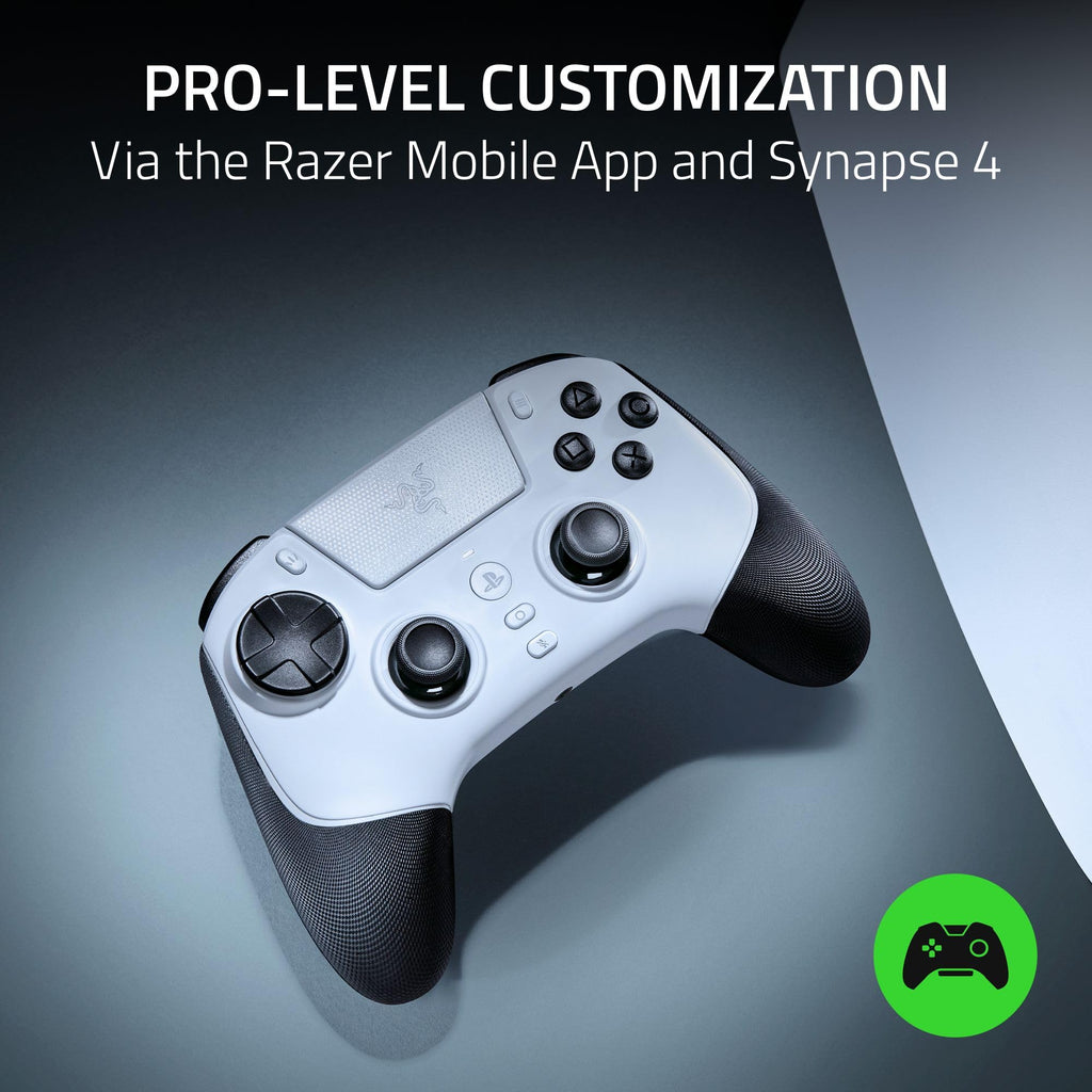 Razer Raiju V3 Pro - Wireless e-sports controller for PlayStation 5 & PC - 4 removable buttons & 2 claw grip bumpers - TMR analogue sticks - Pro HyperTrigger - Mecha-Tactile buttons | White - Like New