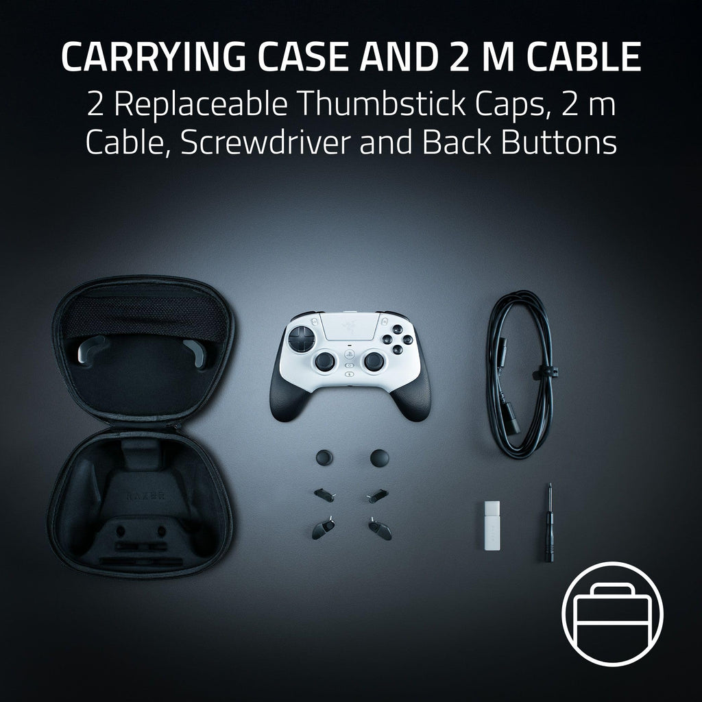 Razer Raiju V3 Pro - Wireless e-sports controller for PlayStation 5 & PC - 4 removable buttons & 2 claw grip bumpers - TMR analogue sticks - Pro HyperTrigger - Mecha-Tactile buttons | White - Like New