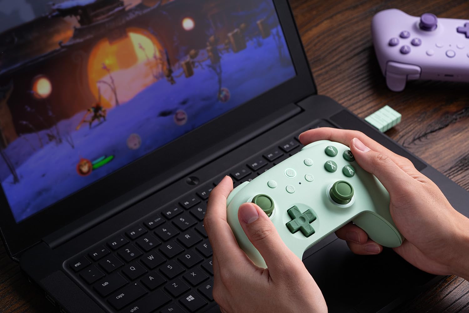 8Bitdo Ultimate 2C Wireless Controller - PC Android, Hall Effect Joysticks, Hall Triggers, Green - Like New