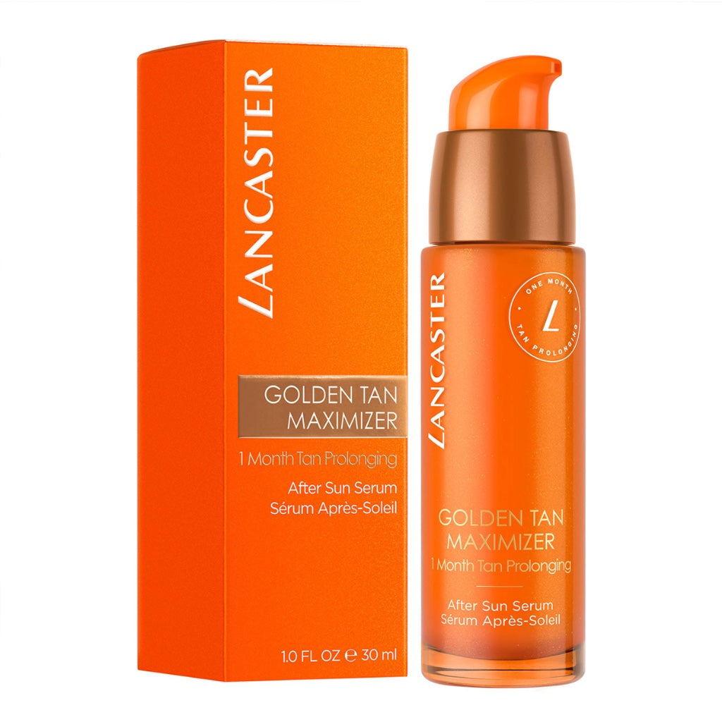 Lancaster Golden Tan Maximizer After Sun Face Serum 30ml, One Month Tan Prolonging, Natural Tan Accelerator, Soothes and Calms Sun-Exposed Skin, Softens Skin with Velvety Finish - Damaged Box
