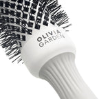 Olivia Garden Expert Blowout Shine - White & Grey - 35 - Ceramic Coated Round Brush for Smooth Blowout, Frizz-Free Hair & Radiant Shine - New