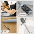 Olivia Garden Expert Blowout Shine - White & Grey - 35 - Ceramic Coated Round Brush for Smooth Blowout, Frizz-Free Hair & Radiant Shine - New
