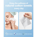 Purcotton Disposable Face Towel, 600-Count 100% Cotton Dry Wipes, Unscented & Biodegradable Cotton Tissue, Face Cloths for Makeup Removing, Skin Care, Traveling, 20x20 cm - New
