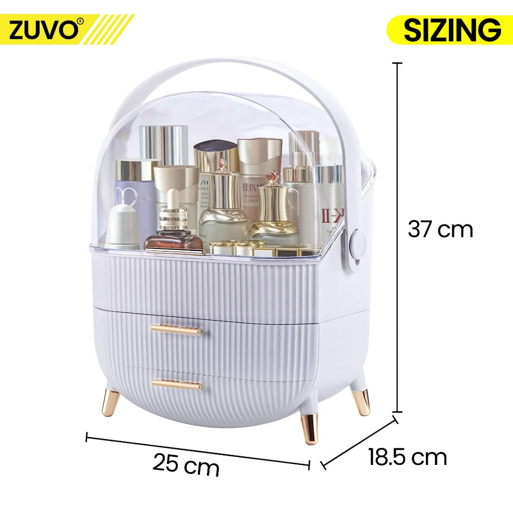 Zuvo Makeup Organiser with 2 Large Drawers, Skincare and Cosmetic Storage - New
