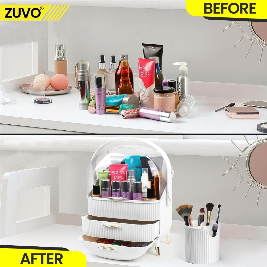Zuvo Makeup Organiser with 2 Large Drawers, Skincare and Cosmetic Storage - New