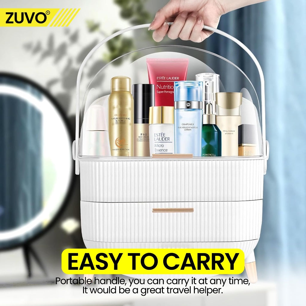 Zuvo Makeup Organiser with 2 Large Drawers, Skincare and Cosmetic Storage - New