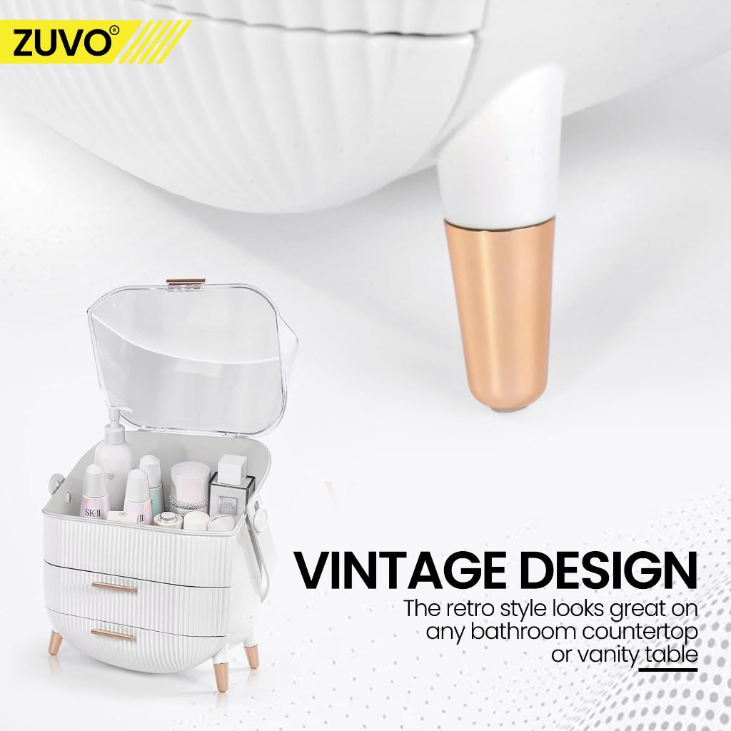 Zuvo Makeup Organiser with 2 Large Drawers, Skincare and Cosmetic Storage - New