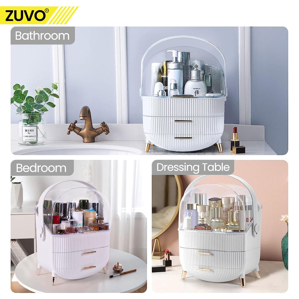 Zuvo Makeup Organiser with 2 Large Drawers, Skincare and Cosmetic Storage - New