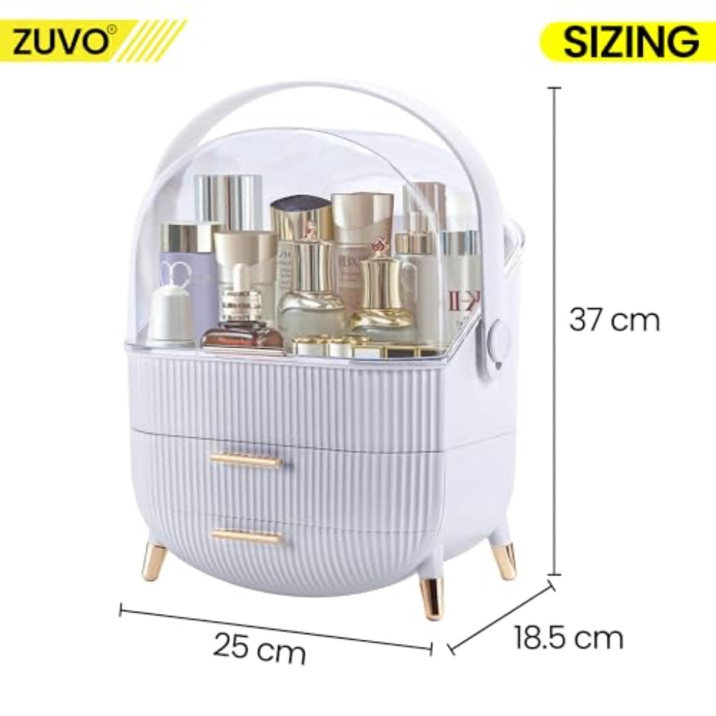Zuvo Makeup Organiser with 2 Large Drawers, Skincare and Cosmetic Storage - New