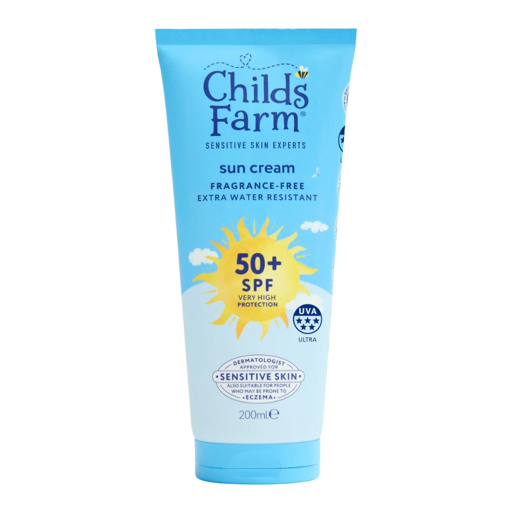 Childs Farm Kids & Baby Sun Cream SPF 50+ | UVA & UVB Very High Protection | Extra Water Resistant | Fragrance Free | Suitable for Dry, Sensitive Skin, 200ml - Damaged Box