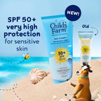 Childs Farm Kids & Baby Sun Cream SPF 50+ | UVA & UVB Very High Protection | Extra Water Resistant | Fragrance Free | Suitable for Dry, Sensitive Skin, 200ml - Damaged Box
