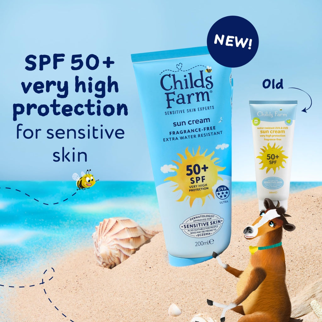 Childs Farm Kids & Baby Sun Cream SPF 50+ | UVA & UVB Very High Protection | Extra Water Resistant | Fragrance Free | Suitable for Dry, Sensitive Skin, 200ml - Damaged Box