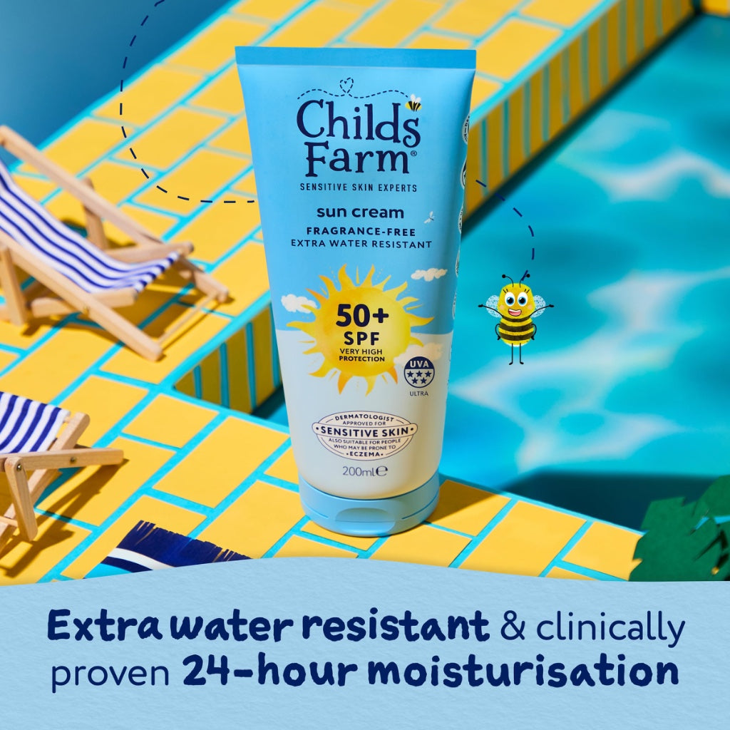 Childs Farm Kids & Baby Sun Cream SPF 50+ | UVA & UVB Very High Protection | Extra Water Resistant | Fragrance Free | Suitable for Dry, Sensitive Skin, 200ml - Damaged Box