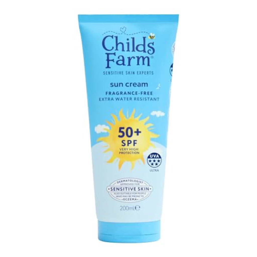 Childs Farm Kids & Baby Sun Cream SPF 50+ | UVA & UVB Very High Protection | Extra Water Resistant | Fragrance Free | Suitable for Dry, Sensitive Skin, 200ml - Damaged Box