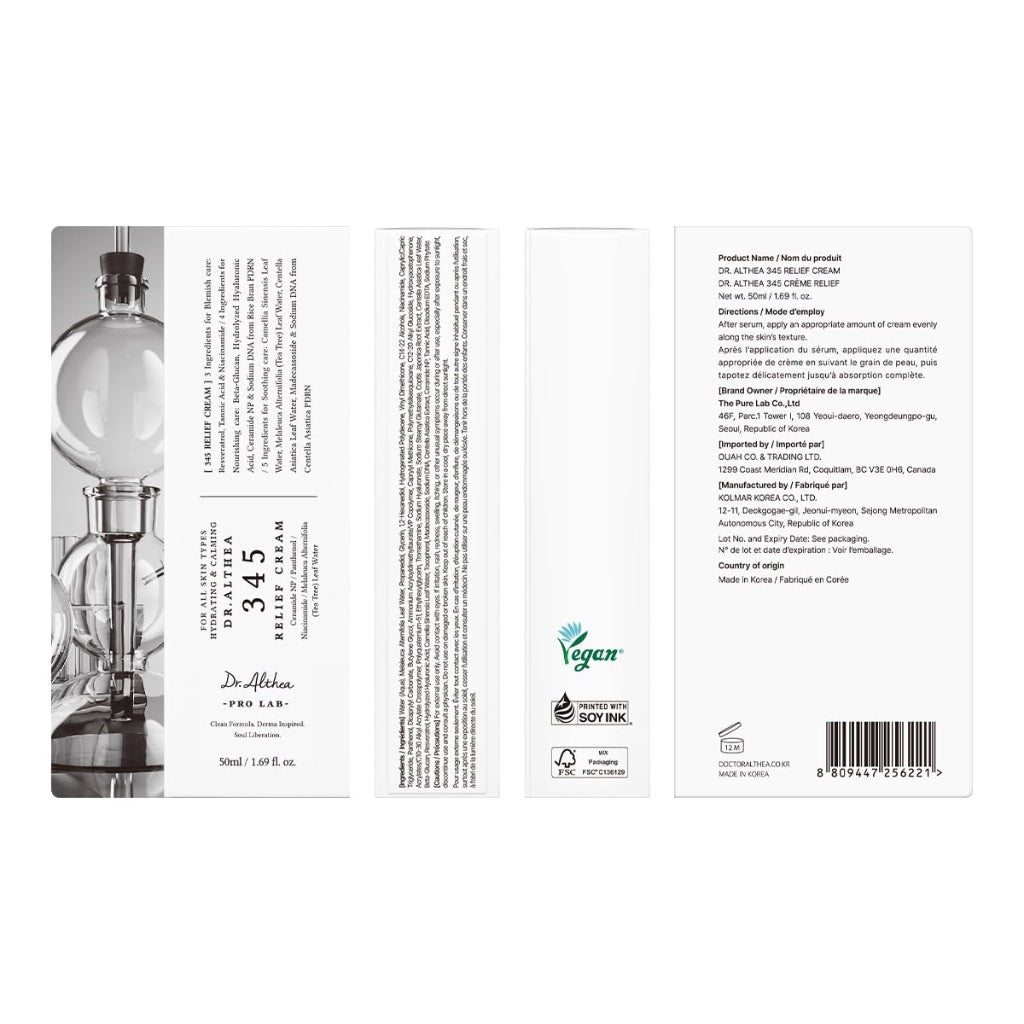 Dr.Althea 345 Relief Cream, Korean Skincare, 50ml (Ver.2 - Pack of 1) - Damaged Box