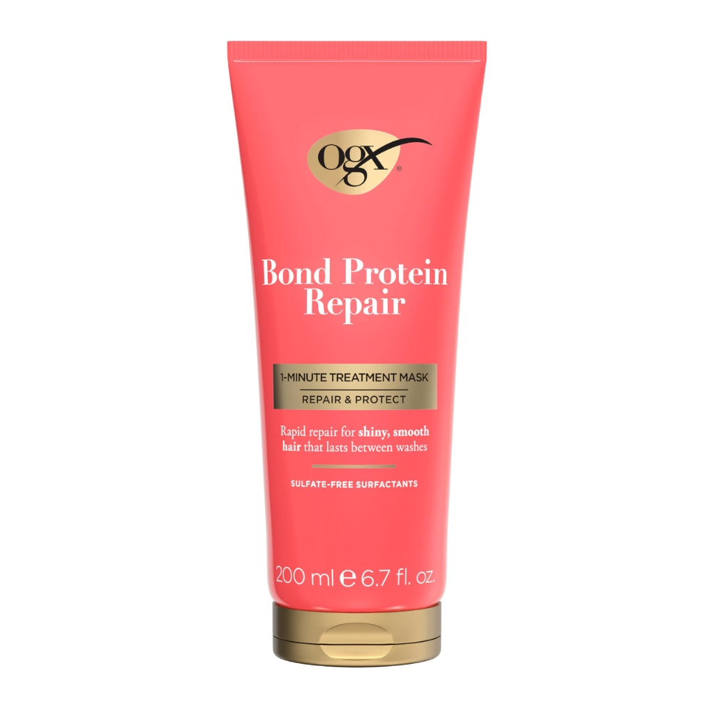 OGX Bond Protein Repair 1 Minute Treatment Mask, Repair & Protect, Rapid Repair for Shiny & Smooth Hair Between Washes, Sulfate Free, 200ml - New