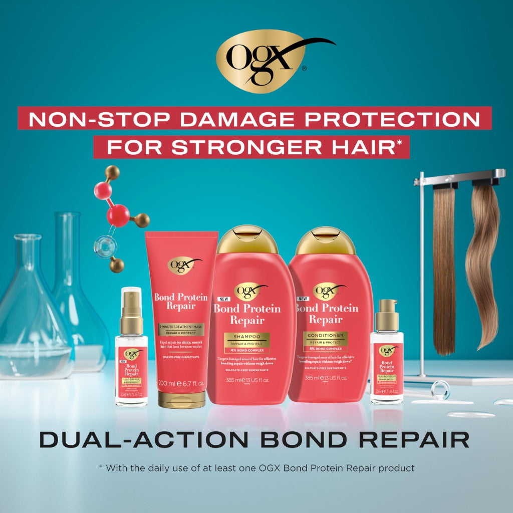OGX Bond Protein Repair 1 Minute Treatment Mask, Repair & Protect, Rapid Repair for Shiny & Smooth Hair Between Washes, Sulfate Free, 200ml - New
