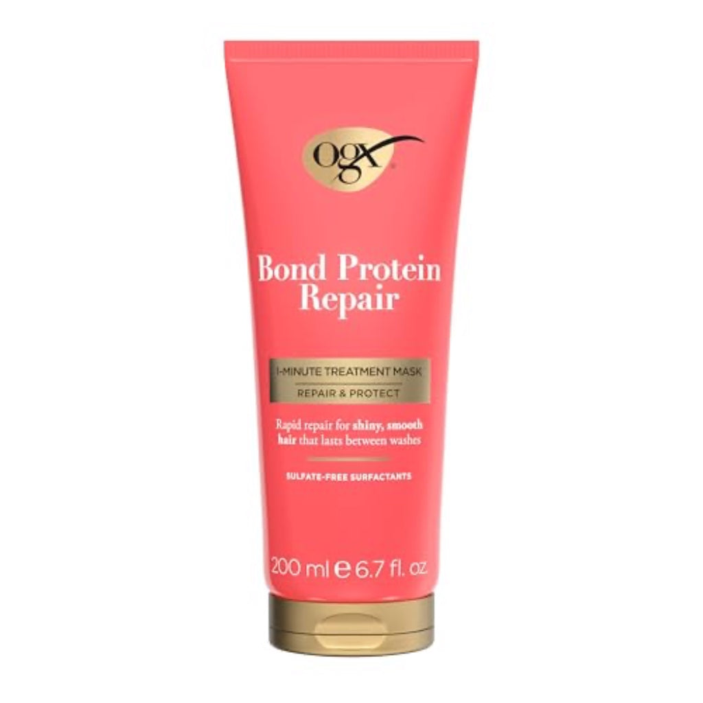 OGX Bond Protein Repair 1 Minute Treatment Mask, Repair & Protect, Rapid Repair for Shiny & Smooth Hair Between Washes, Sulfate Free, 200ml - New