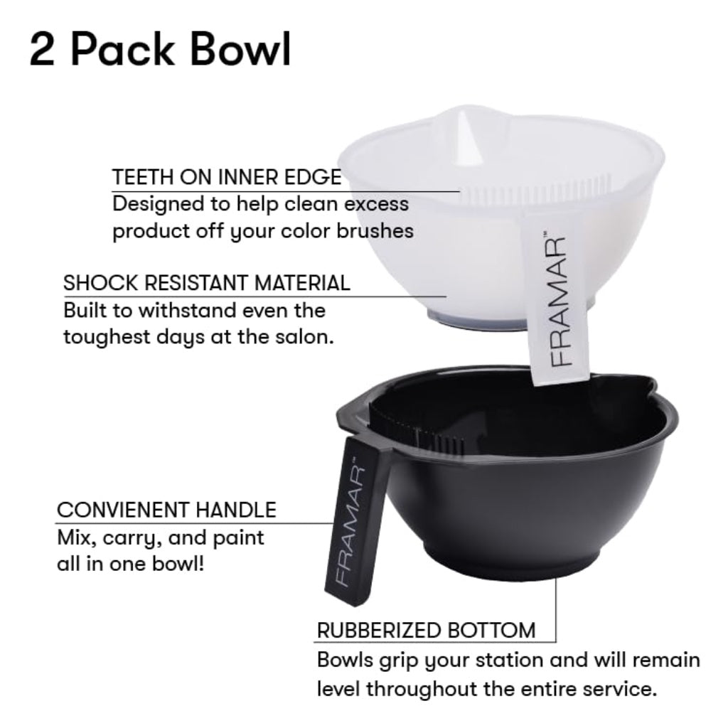 FRAMAR Hair Dye Bowl Set, Tint Bowl for Hair Colour, Bleach Hair Die - 2pc - New