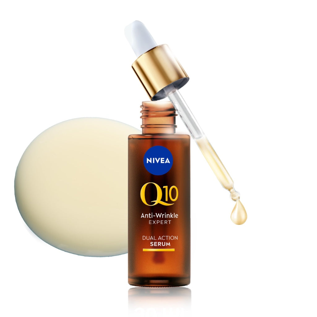 NIVEA Q10 Anti-Wrinkle Expert Dual Action Face Serum (30ml), Anti Ageing Face Serum for Women with Pure Q10, Moisturiser to Visibly Reduce and Prevent Wrinkles - New
