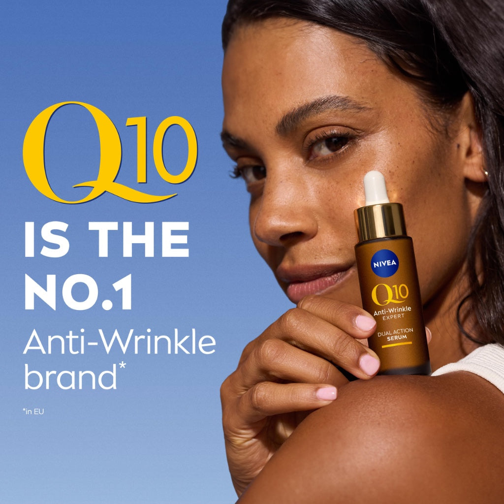 NIVEA Q10 Anti-Wrinkle Expert Dual Action Face Serum (30ml), Anti Ageing Face Serum for Women with Pure Q10, Moisturiser to Visibly Reduce and Prevent Wrinkles - New