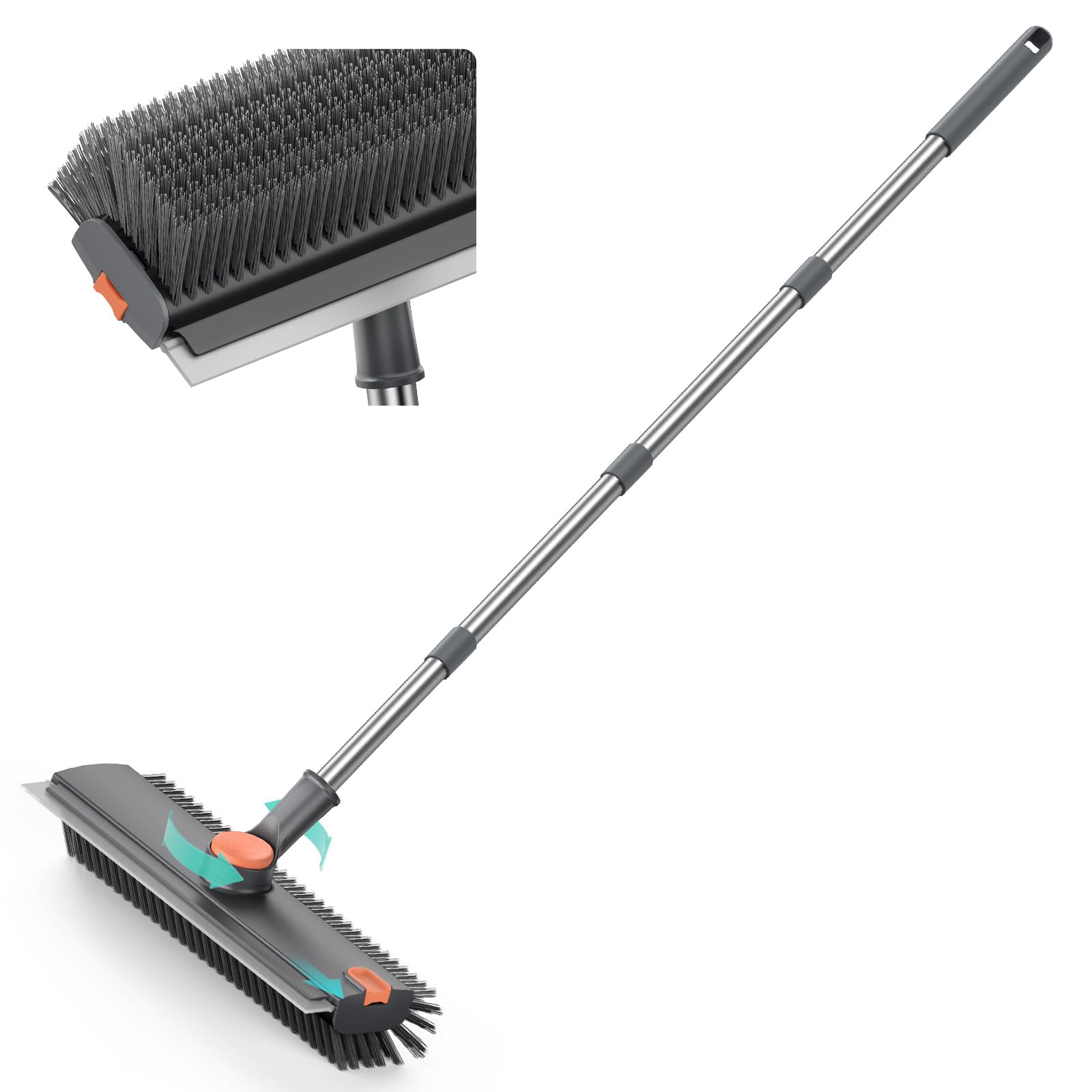 Alyvisun 3-in-1 Floor Scrubbing Brush - V Bristles Deck Scrubber - Long Handle Cleaning Tool - New