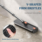 Alyvisun 3-in-1 Floor Scrubbing Brush - V Bristles Deck Scrubber - Long Handle Cleaning Tool - New