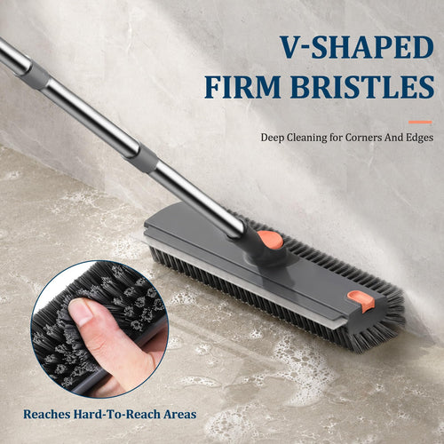 Alyvisun 3-in-1 Floor Scrubbing Brush - V Bristles Deck Scrubber - Long Handle Cleaning Tool - New