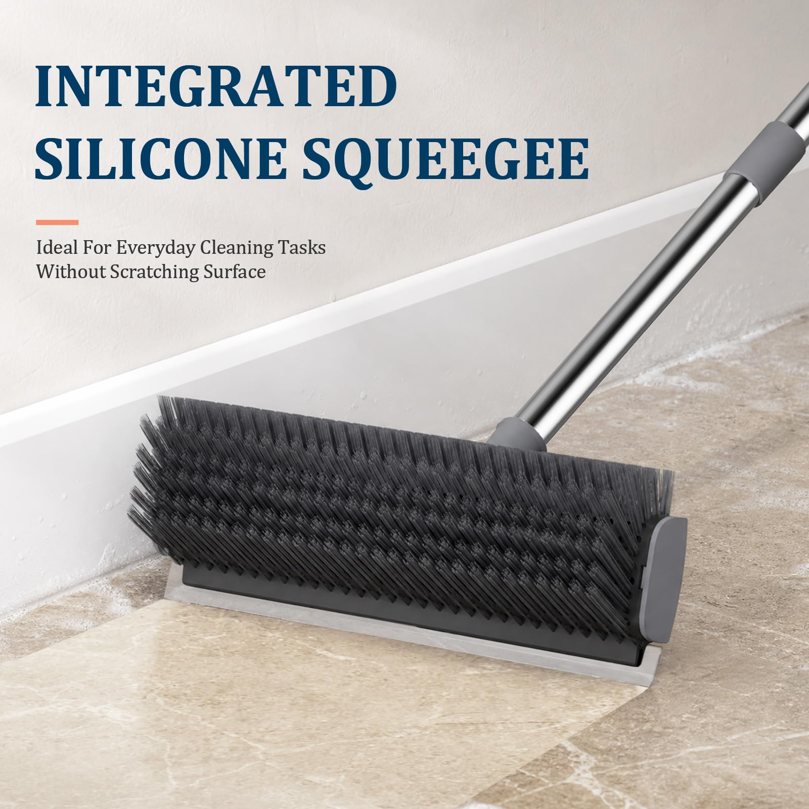 Alyvisun 3-in-1 Floor Scrubbing Brush - V Bristles Deck Scrubber - Long Handle Cleaning Tool - New