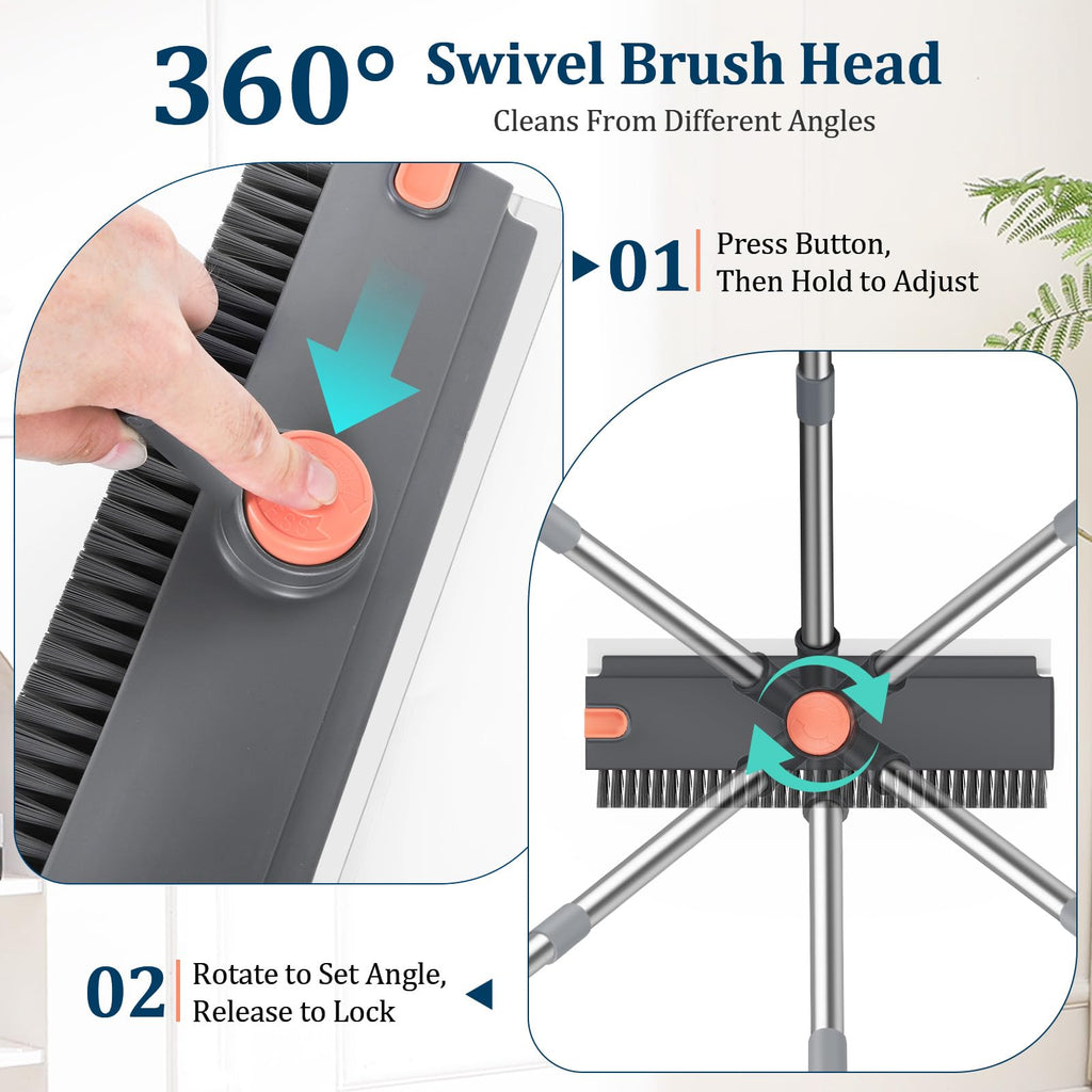 Alyvisun 3-in-1 Floor Scrubbing Brush - V Bristles Deck Scrubber - Long Handle Cleaning Tool - New