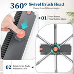 Alyvisun 3-in-1 Floor Scrubbing Brush - V Bristles Deck Scrubber - Long Handle Cleaning Tool - New