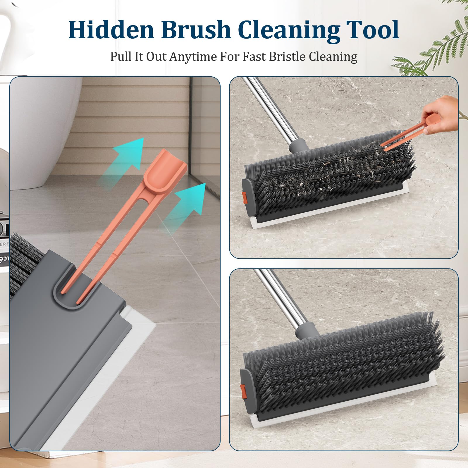 Alyvisun 3-in-1 Floor Scrubbing Brush - V Bristles Deck Scrubber - Long Handle Cleaning Tool - New