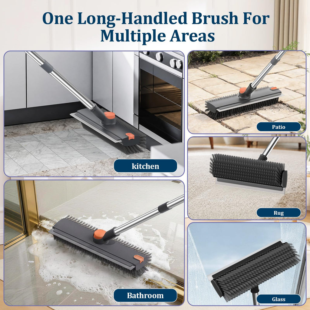 Alyvisun 3-in-1 Floor Scrubbing Brush - V Bristles Deck Scrubber - Long Handle Cleaning Tool - New