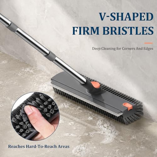 Alyvisun 3-in-1 Floor Scrubbing Brush - V Bristles Deck Scrubber - Long Handle Cleaning Tool - New