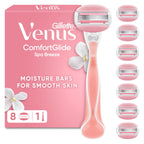 Gillette Venus Comfortglide Spa Breeze Women's Razor Handle & 8 Refill Blades Cartridges - New