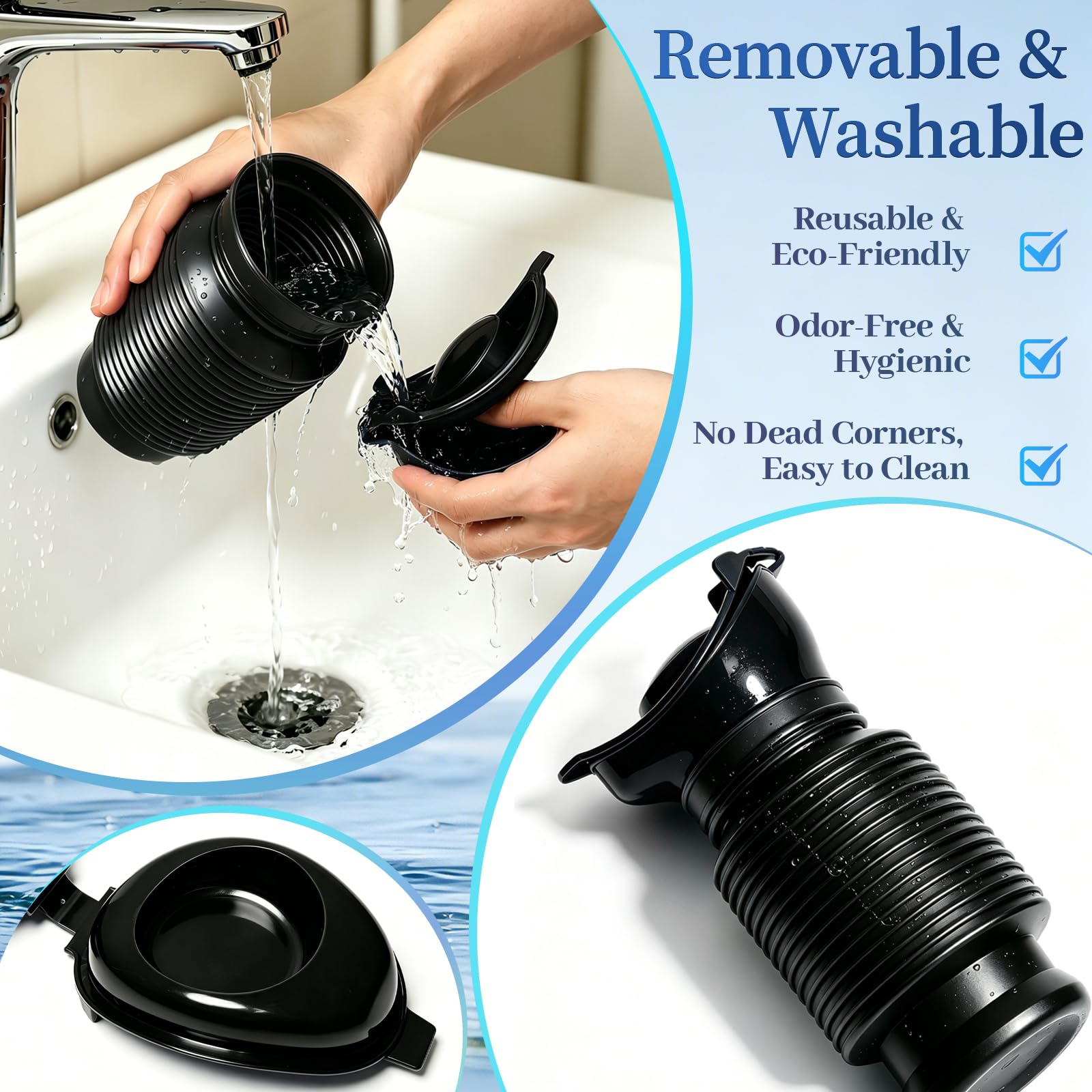 Topcloud Shrinkable Urinal 2 Pack - 750ml Male Female Portable Mobile Toilet Bottle - Reusable Emergency Camping Car Travel Pee Potty - Damaged Box