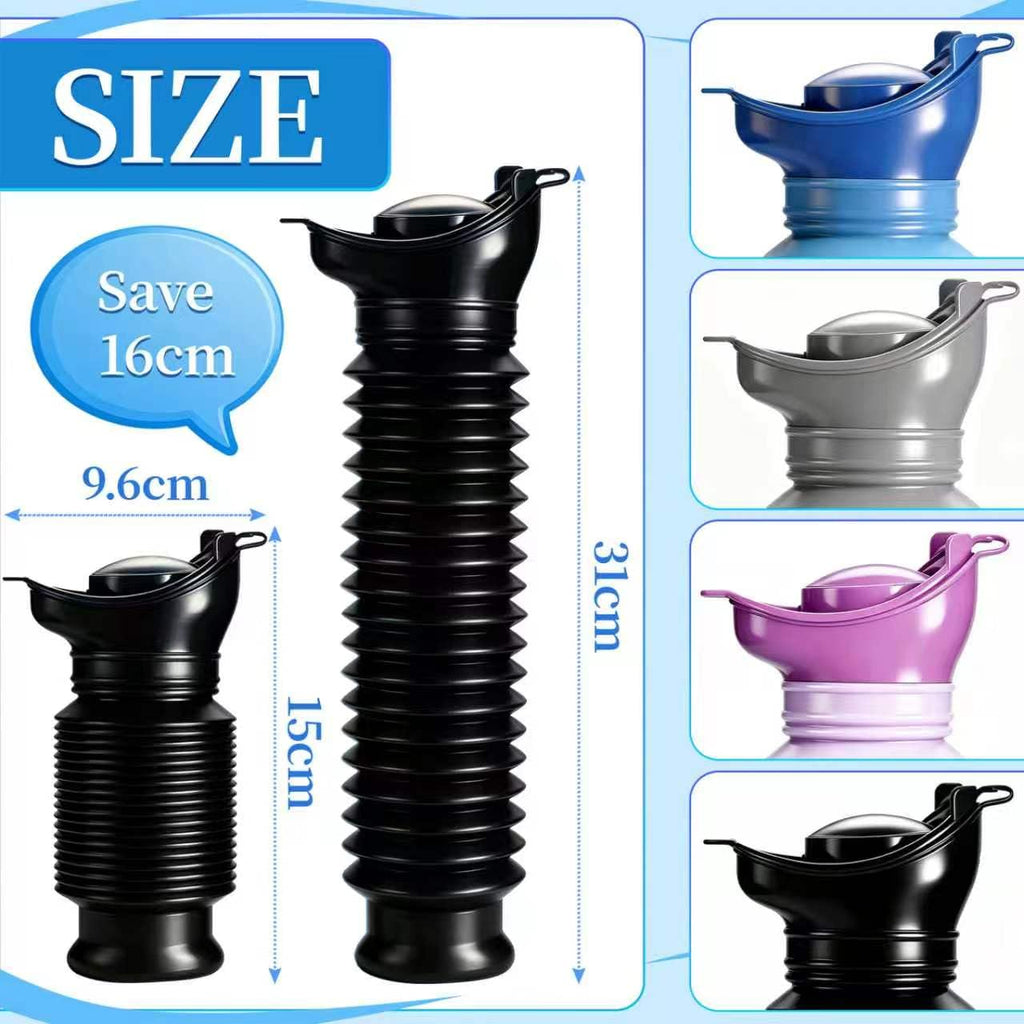 Topcloud Shrinkable Urinal 2 Pack - 750ml Male Female Portable Mobile Toilet Bottle - Reusable Emergency Camping Car Travel Pee Potty - Damaged Box