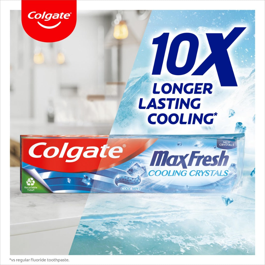 Colgate Max Fresh Cooling Crystals Toothpaste 100ml Pump - 6 Pack Fresh Breath Gel - Damaged Box