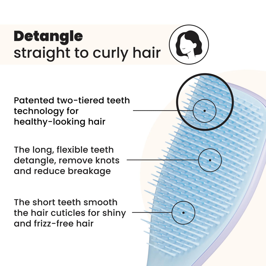 Tangle Teezer Ultimate Detangler Hairbrush - For Wet & Dry Hair - Detangling Brush for All Hair Types - Two-Tiered Teeth Reduce Breakage & Eliminate Knots - Lilac Cloud Blue - Damaged Box