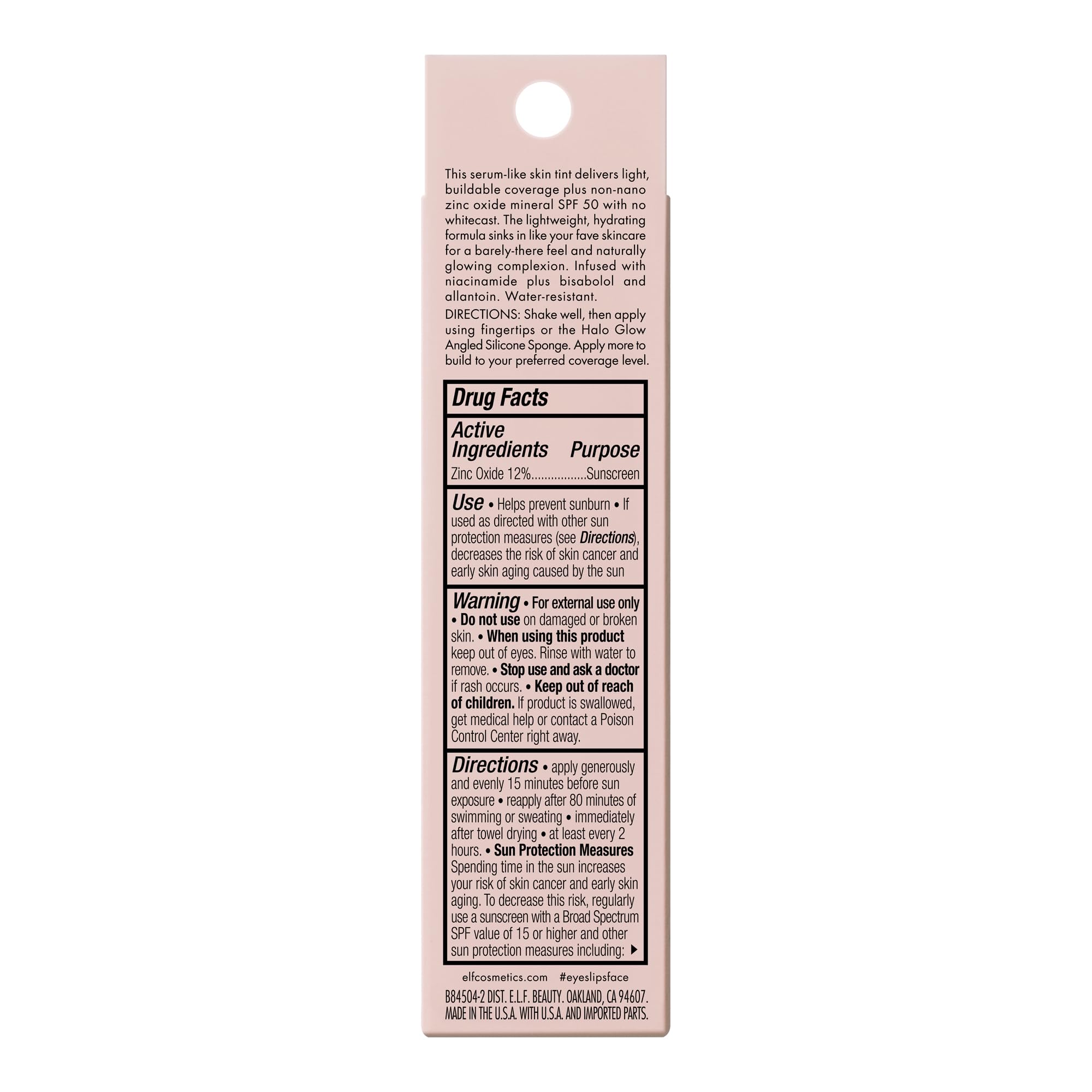 e.l.f. Halo Glow Skin Tint SPF 50, Tinted Moisturiser For Light, Buildable Coverage, Creates A Natural Glow, Vegan & Cruelty-Free, 1 Fair Neutral - Damaged Box
