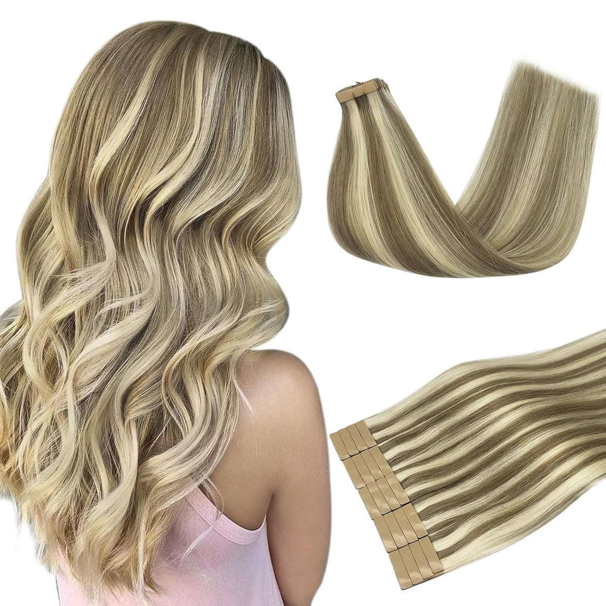 DOORES Human Hair Tape in Extensions, Balayage Dark Brown to Chestnut Brown, 14 inches 10pcs 25g, HIGHLIGHT or SUPPLEMENT, Silky Straight Weft for Summer Party Wedding Daily Work, Reusable - New