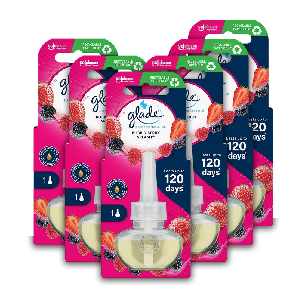 Glade Plug In Air Freshener Refill - Bubbly Berry Splash Scented Oil - Electric Room Diffuser - 6 x 20ml Pack - New