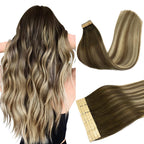 DOORES Human Hair Tape in Extensions, Balayage Dark Brown to Chestnut Brown, 14 inches 10pcs 25g, HIGHLIGHT or SUPPLEMENT, Silky Straight Weft for Summer Party Wedding Daily Work, Reusable - New