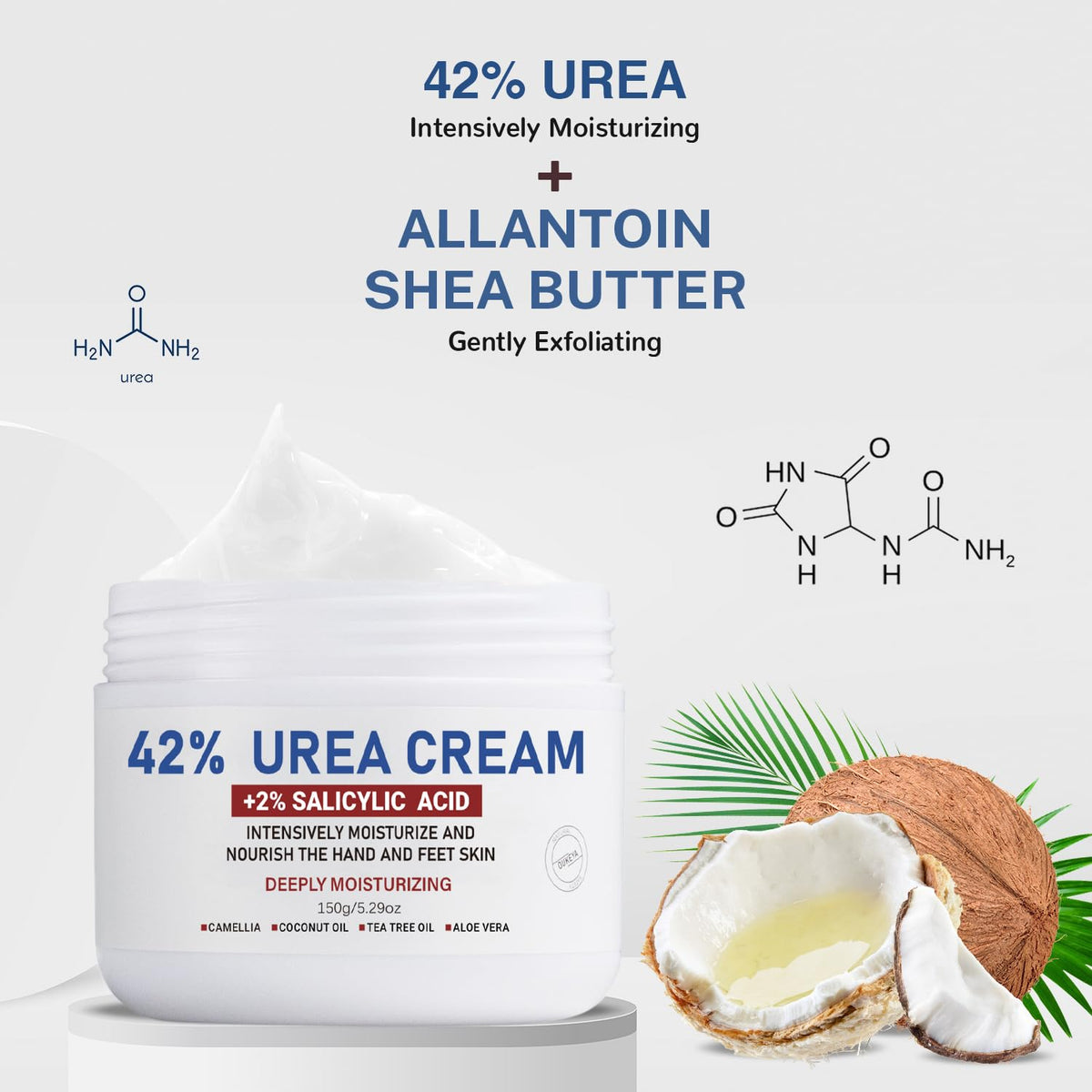OUKEYA Urea Cream 42% plus Salicylic Acid 2%, Urea Foot Hand Cream for Dry Cracked Feet, Heels, Elbows, Salicylic Acid Cream for Moisturizer, Removes Corns Calluses Dead Skin and Softens Toenails - New - BBE 11/2029