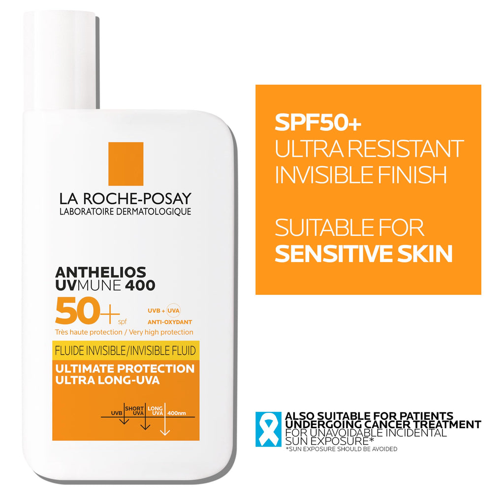 La Roche-Posay Anthelios UVMune 400 Invisible Fluid SPF50+ Sunscreen, 50ml - New - BBE 08/2028