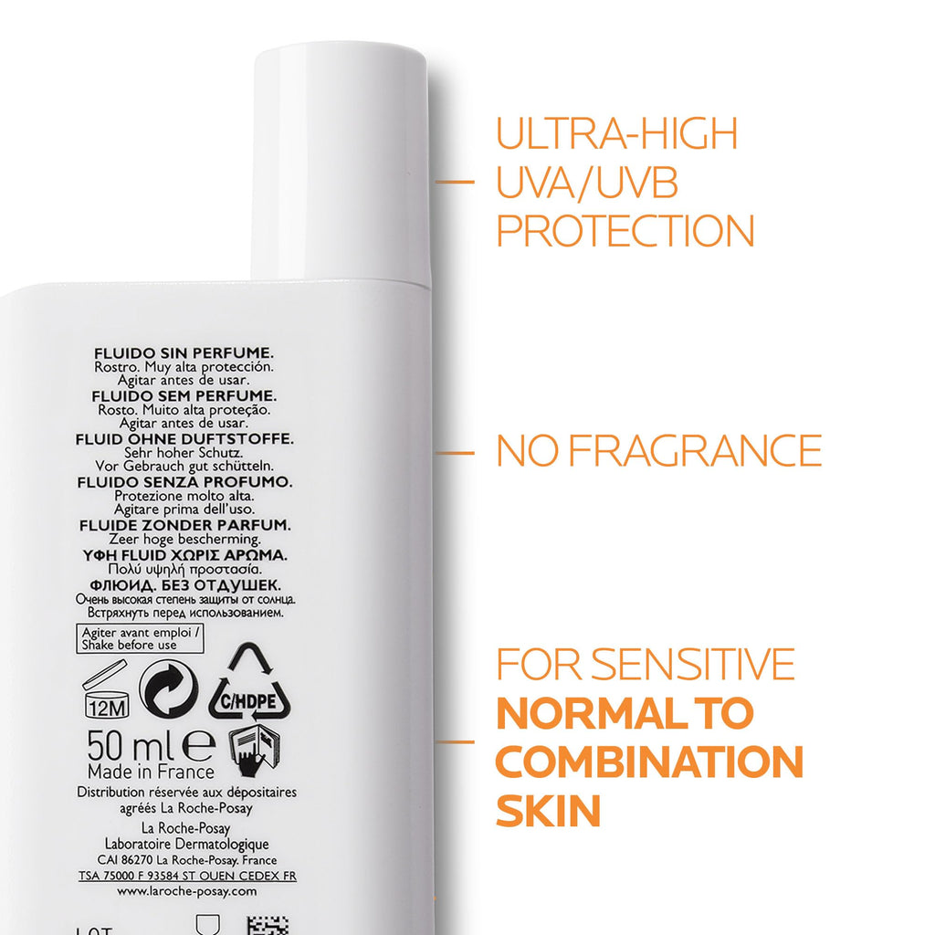 La Roche-Posay Anthelios UVMune 400 Invisible Fluid SPF50+ Sunscreen, 50ml - New - BBE 08/2028