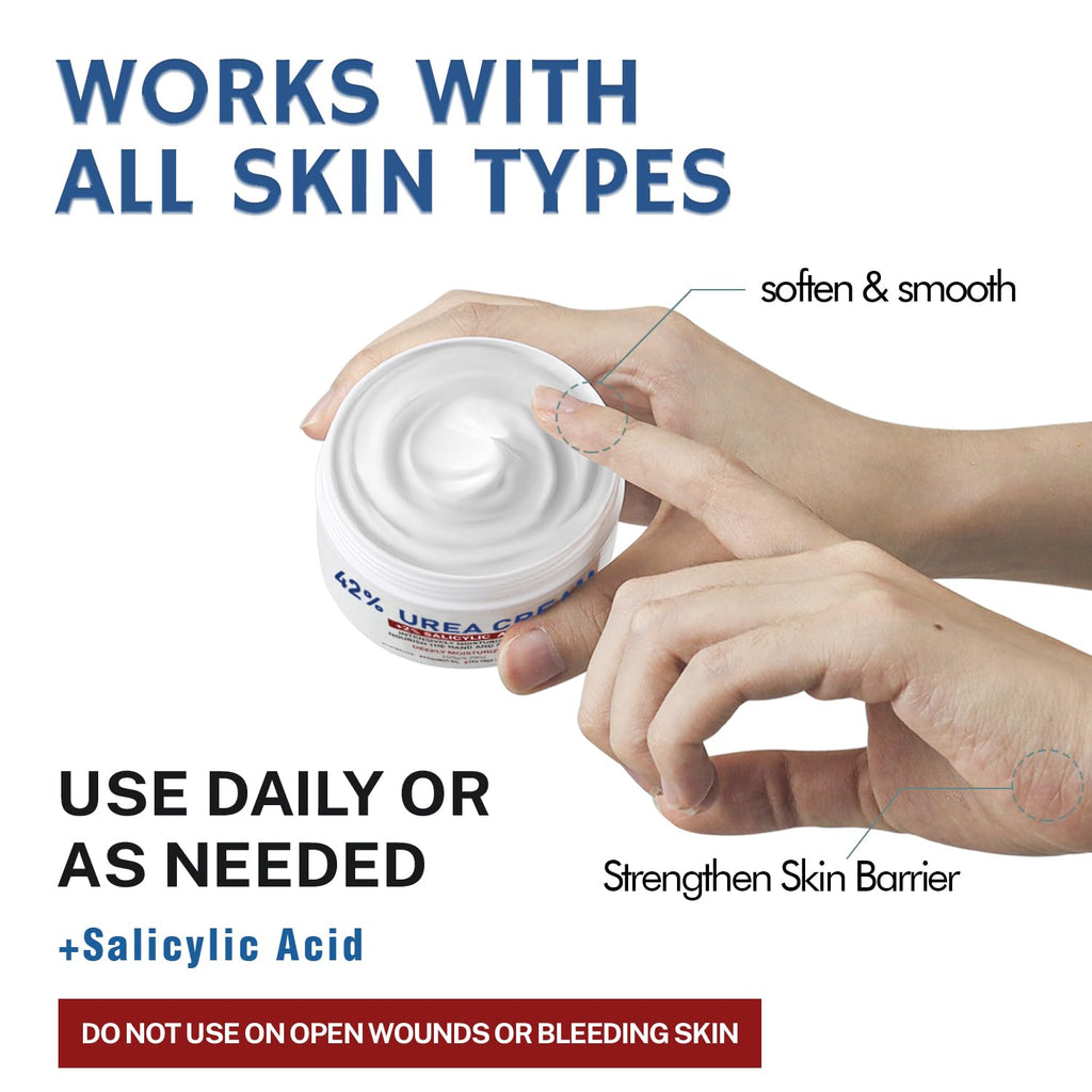 OUKEYA Urea Cream 42% plus Salicylic Acid 2%, Urea Foot Hand Cream for Dry Cracked Feet, Heels, Elbows, Salicylic Acid Cream for Moisturizer, Removes Corns Calluses Dead Skin and Softens Toenails - New - BBE 11/2029